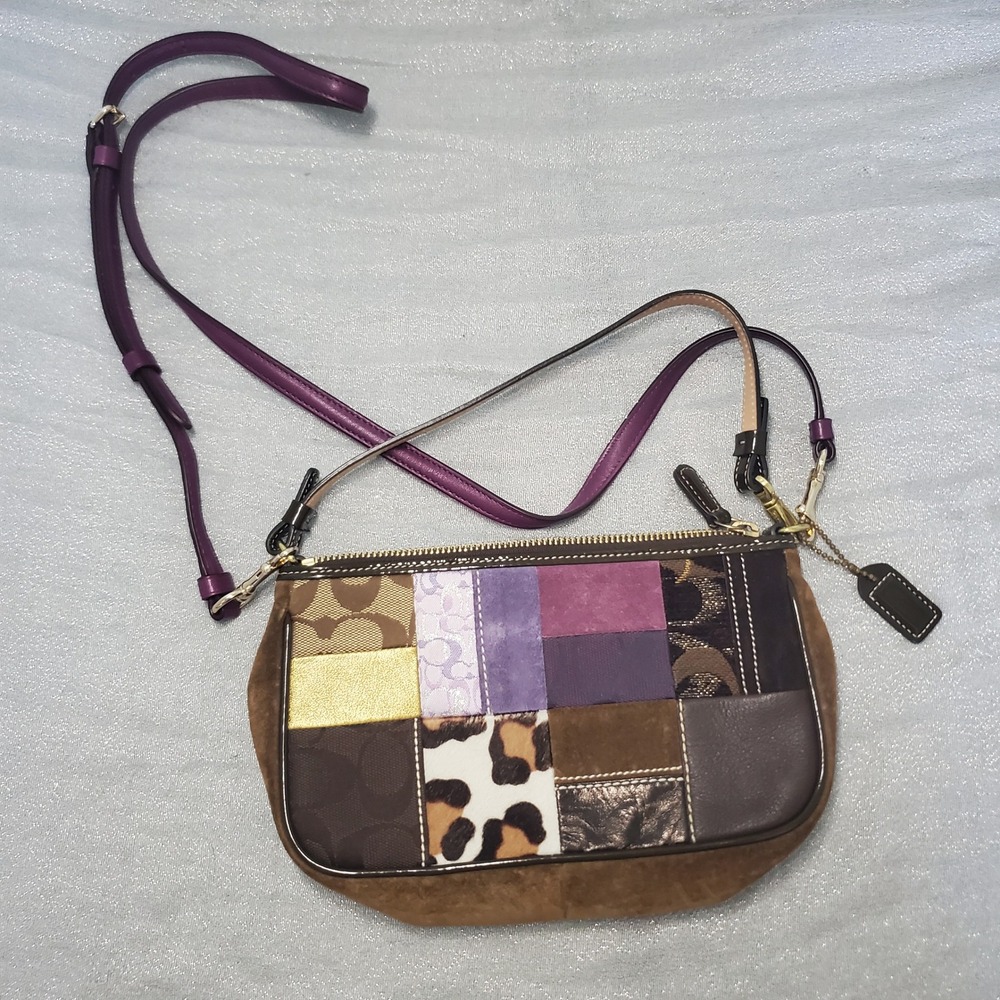 Vtg Y2k Coach Legacy Patchwork Demi Crossbody Bag 00s seude leather 
Purple - Picture 4 of 8